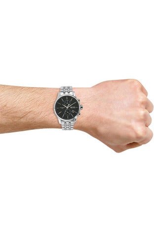  Shop Authentic Hugo Boss Jet Black Dial Silver Steel Strap Watch for Men - 1513383 - Luxxuri