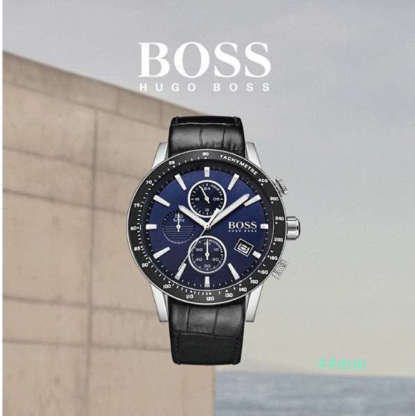  Shop Authentic Hugo Boss Rafale Chronograph Blue Dial Black Leather Strap Watch For Men - 1513391 - Luxxuri