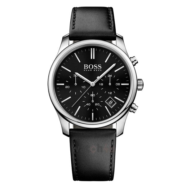  Shop Authentic Hugo Boss Time One Chronograph Black Dial Black Leather Strap Watch for Men - 1513430 - Luxxuri
