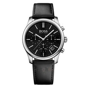  Shop Authentic Hugo Boss Time One Chronograph Black Dial Black Leather Strap Watch for Men - 1513430 - Luxxuri