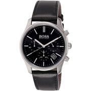 Shop Authentic Hugo Boss Time One Chronograph Black Dial Black Leather Strap Watch for Men - 1513430 - Luxxuri