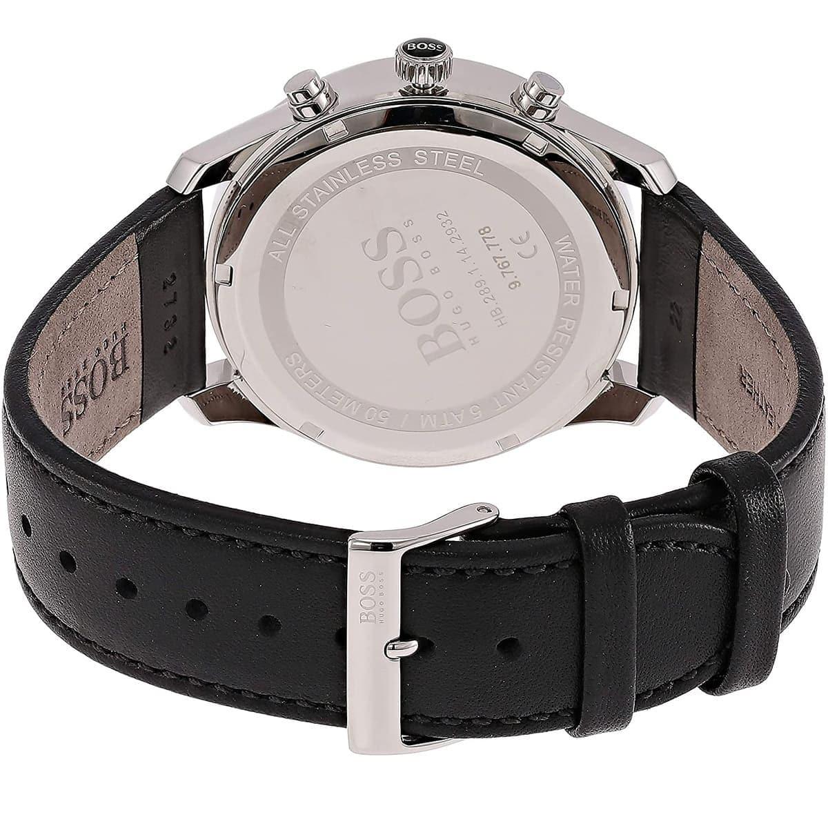  Shop Authentic Hugo Boss Time One Chronograph Black Dial Black Leather Strap Watch for Men - 1513430 - Luxxuri