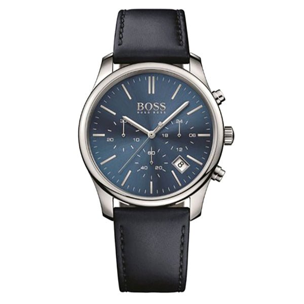  Shop Authentic Hugo Boss Time One Blue Dial Black Leather Strap Watch for Men - 1513431 - Luxxuri