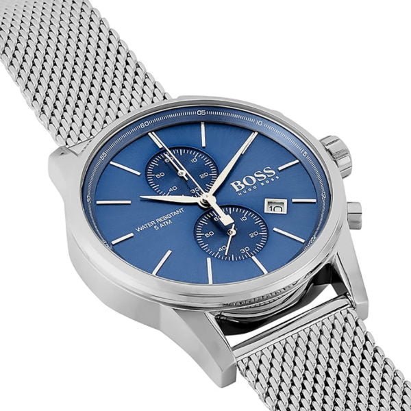  Shop Authentic Hugo Boss Jet Blue Dial Silver Mesh Bracelet Watch for Men - 1513441 - Luxxuri