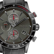  Shop Authentic Hugo Boss Rafale Chronograph Grey Dial Grey Leather Strap Watch For Men - 1513445 - Luxxuri