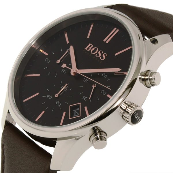  Shop Authentic Hugo Boss Time One Black Dial Brown Leather Strap Watch for Men - 1513448 - Luxxuri