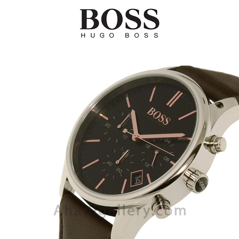  Shop Authentic Hugo Boss Time One Black Dial Brown Leather Strap Watch for Men - 1513448 - Luxxuri