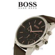  Shop Authentic Hugo Boss Time One Black Dial Brown Leather Strap Watch for Men - 1513448 - Luxxuri