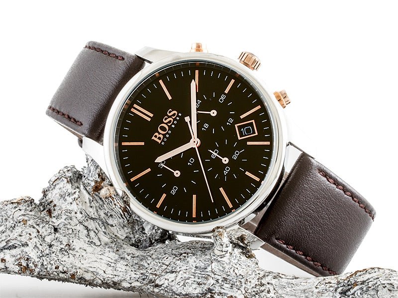  Shop Authentic Hugo Boss Time One Black Dial Brown Leather Strap Watch for Men - 1513448 - Luxxuri