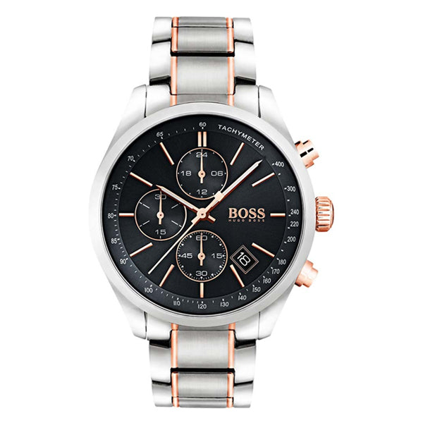  Shop Authentic Hugo Boss Grand Prix Black Dial Two Tone Steel Strap Watch for Men - 1513473 - Luxxuri