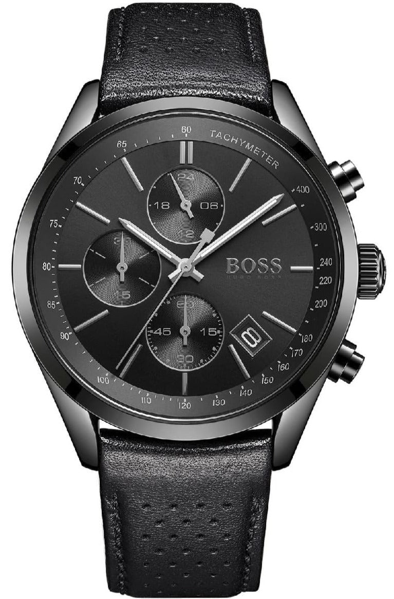  Shop Authentic Hugo Boss Grand Prix Black Dial Black Leather Strap Watch for Men - 1513474 - Luxxuri