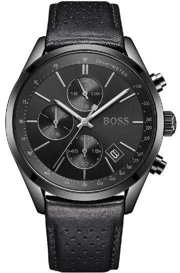  Shop Authentic Hugo Boss Grand Prix Black Dial Black Leather Strap Watch for Men - 1513474 - Luxxuri