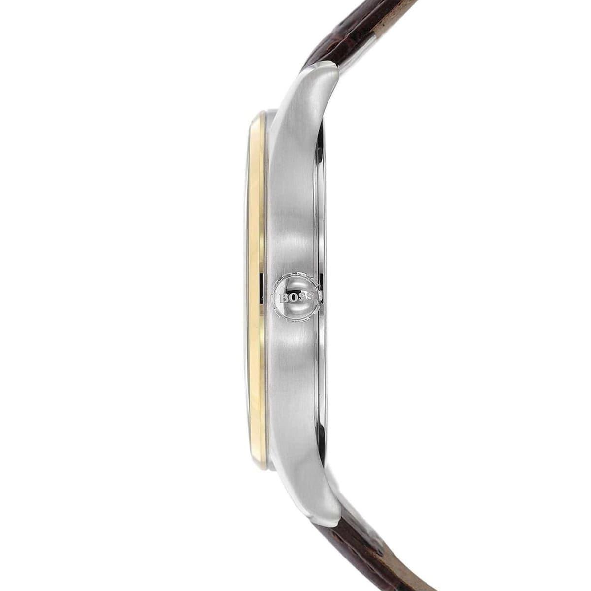  Shop Authentic Hugo Boss Classic White Dial Brown Leather Strap Watch for Men - 1513486 - Luxxuri