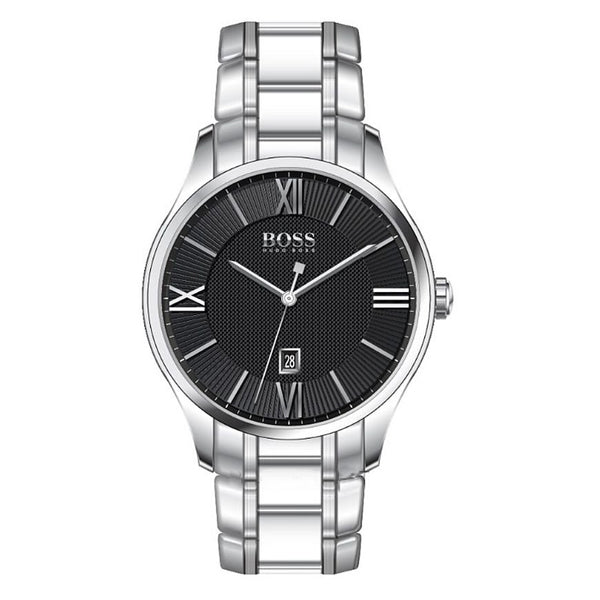  Shop Authentic Hugo Boss Governer Black Dial Silver Steel Strap Watch for Men - 1513488 - Luxxuri