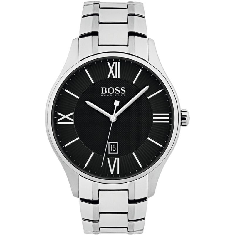  Shop Authentic Hugo Boss Governer Black Dial Silver Steel Strap Watch for Men - 1513488 - Luxxuri