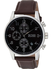  Shop Authentic Hugo Boss Navigator Grey Dial Brown Leather Strap Watch for Men - 1513494 - Luxxuri