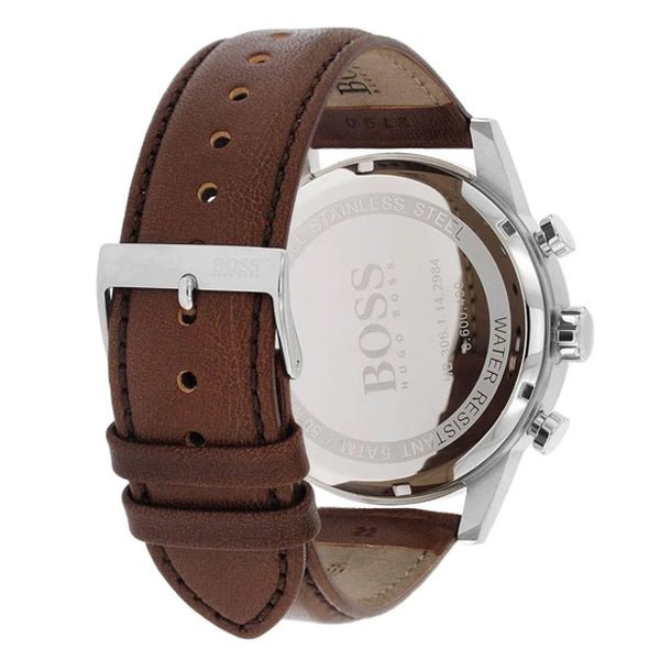 Shop Authentic Hugo Boss Navigator White Dial Brown Leather Strap Watch for Men - 1513495 - Luxxuri