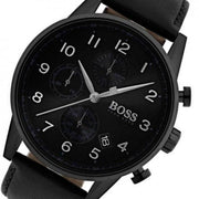  Shop Authentic Hugo Boss Navigator Black Dial Black Leather Strap Watch for Men - 1513497 - Luxxuri