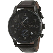  Shop Authentic Hugo Boss Navigator Black Dial Black Leather Strap Watch for Men - 1513497 - Luxxuri