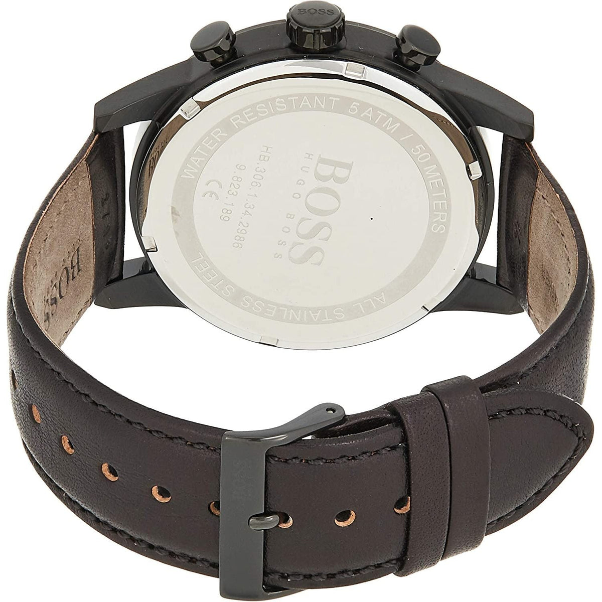  Shop Authentic Hugo Boss Navigator Black Dial Black Leather Strap Watch for Men - 1513497 - Luxxuri