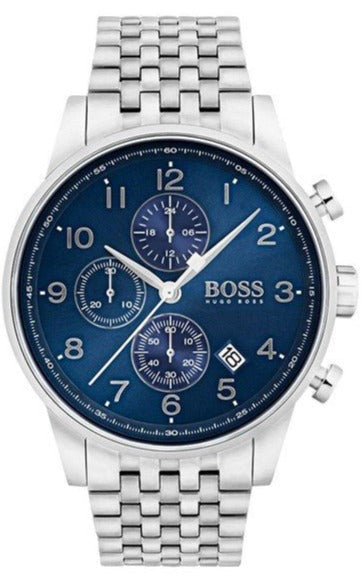  Shop Authentic Hugo Boss Navigator Chronograph Blue Dial Silver Steel Strap Watch for Men - 1513498 - Luxxuri