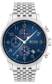  Shop Authentic Hugo Boss Navigator Chronograph Blue Dial Silver Steel Strap Watch for Men - 1513498 - Luxxuri