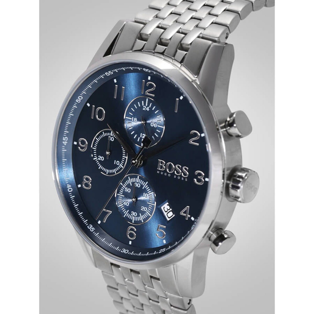  Shop Authentic Hugo Boss Navigator Chronograph Blue Dial Silver Steel Strap Watch for Men - 1513498 - Luxxuri
