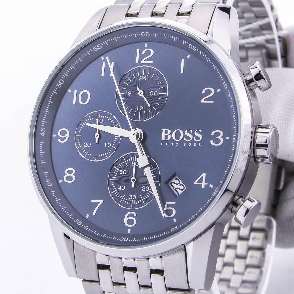  Shop Authentic Hugo Boss Navigator Chronograph Blue Dial Silver Steel Strap Watch for Men - 1513498 - Luxxuri