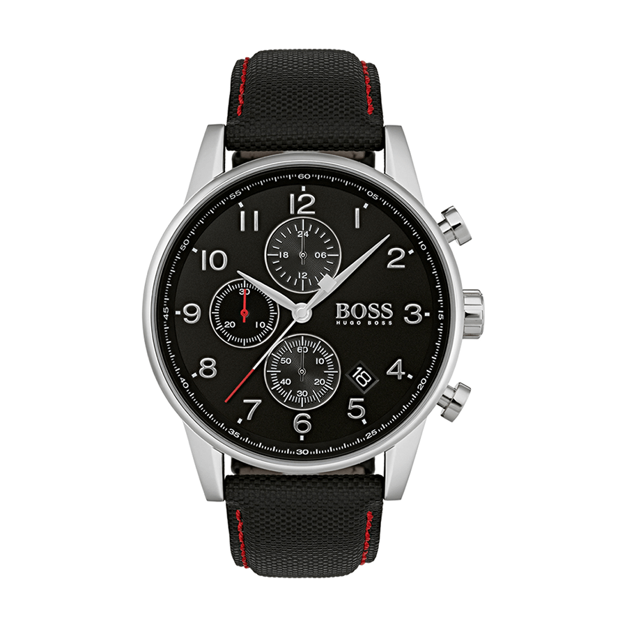 Shop Authentic Hugo Boss Navigator Black Dial Black Leather Strap Watch for Men - 1513535 - Luxxuri