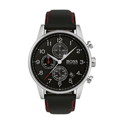  Shop Authentic Hugo Boss Navigator Black Dial Black Leather Strap Watch for Men - 1513535 - Luxxuri