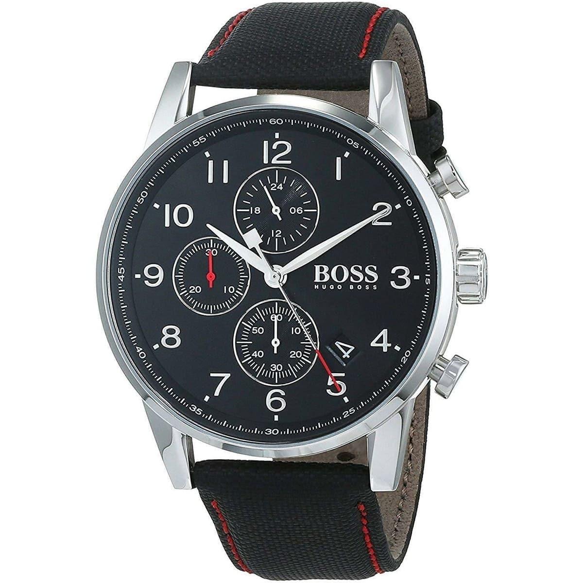  Shop Authentic Hugo Boss Navigator Black Dial Black Leather Strap Watch for Men - 1513535 - Luxxuri