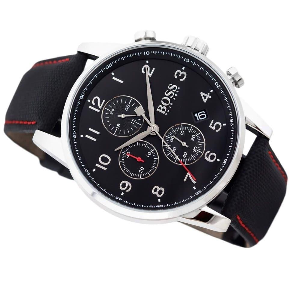 Shop Authentic Hugo Boss Navigator Black Dial Black Leather Strap Watch for Men - 1513535 - Luxxuri