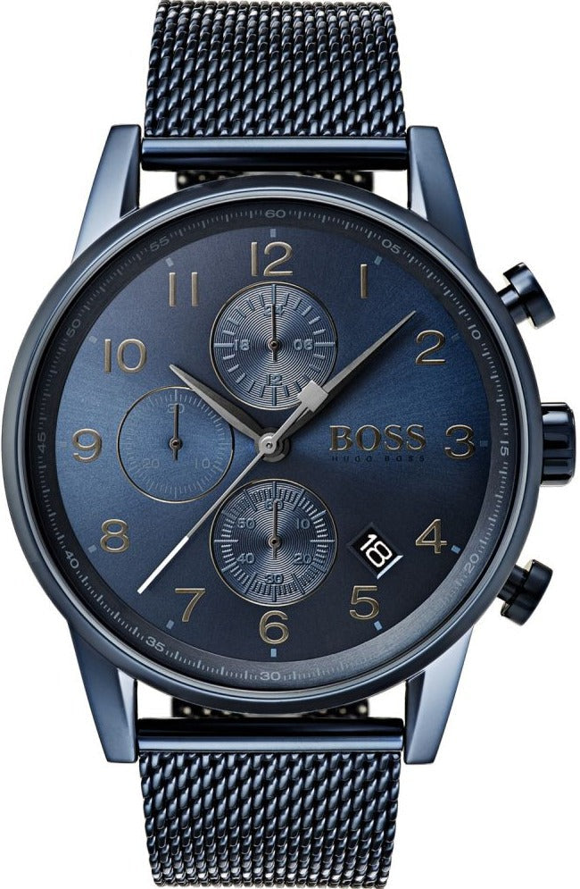  Shop Authentic Hugo Boss Navigator Chronograph Blue Dial Blue Mesh Bracelet Watch for Men - 1513538 - Luxxuri