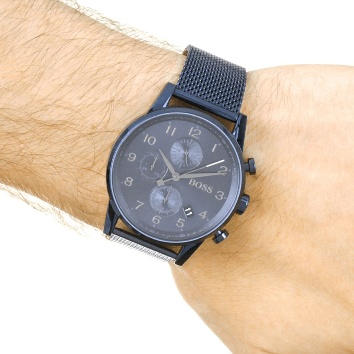  Shop Authentic Hugo Boss Navigator Chronograph Blue Dial Blue Mesh Bracelet Watch for Men - 1513538 - Luxxuri