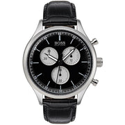  Shop Authentic Hugo Boss Companion Black Dial Black Leather Strap Watch for Men - 1513543 - Luxxuri