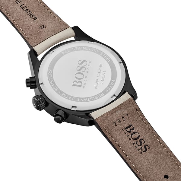  Shop Authentic Hugo Boss Grand Prix Chronograph Black Dial Grey Leather Strap Watch for Men - 1513562 - Luxxuri