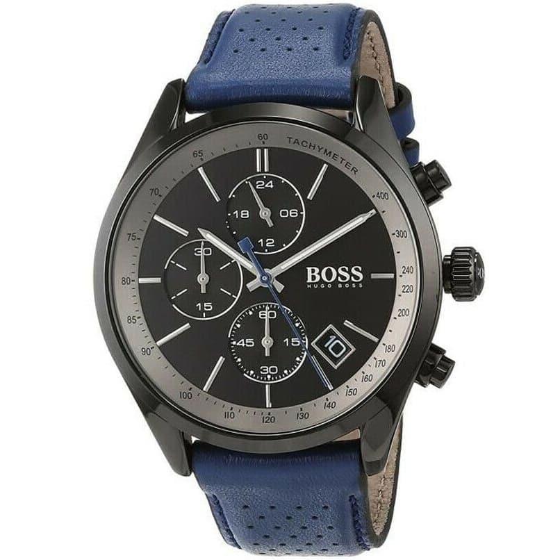  Shop Authentic Hugo Boss Grand Prix Chronograph Black Dial Blue Leather Strap Watch for Men - 1513563 - Luxxuri