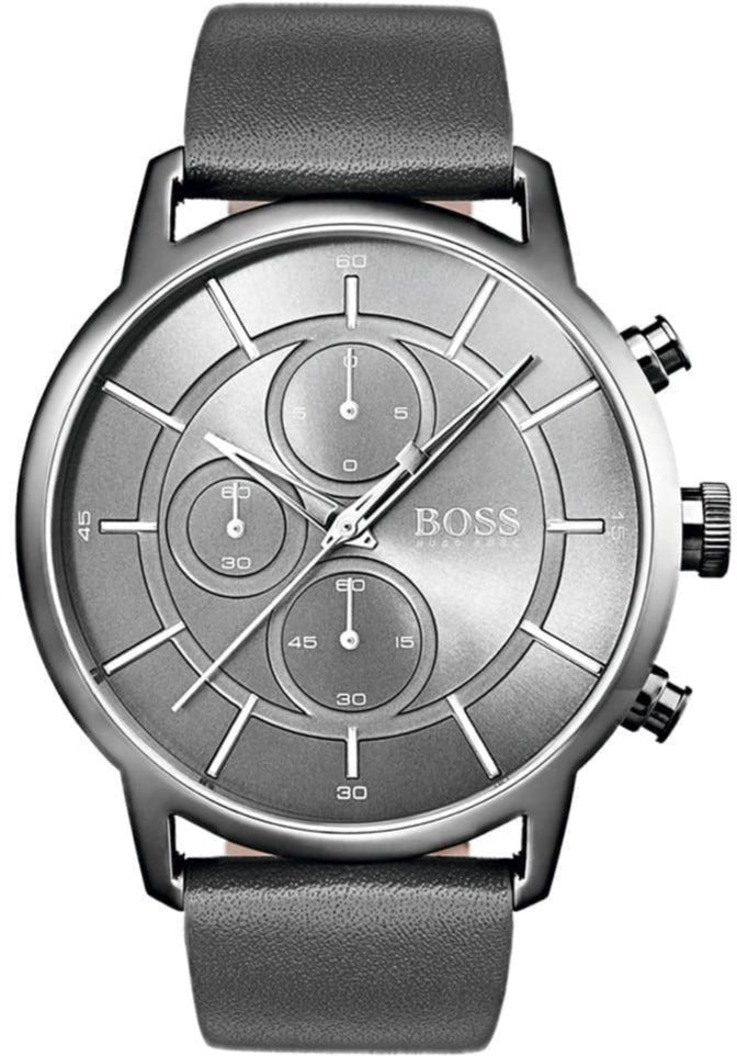  Shop Authentic Hugo Boss Architectural Grey Dial Grey Leather Strap Watch for Men - 1513570 - Luxxuri