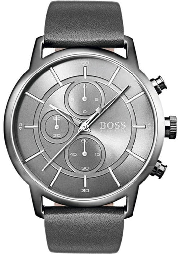  Shop Authentic Hugo Boss Architectural Grey Dial Grey Leather Strap Watch for Men - 1513570 - Luxxuri