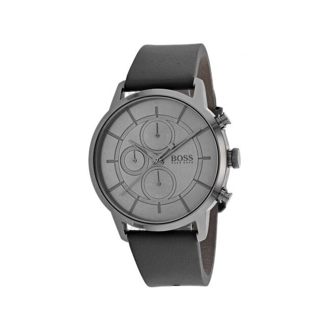  Shop Authentic Hugo Boss Architectural Grey Dial Grey Leather Strap Watch for Men - 1513570 - Luxxuri