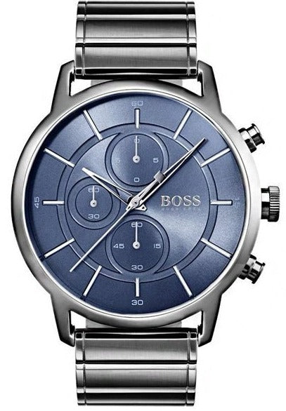  Shop Authentic Hugo Boss Architectural Blue Dial Grey Steel Strap Watch for Men - 1513574 - Luxxuri