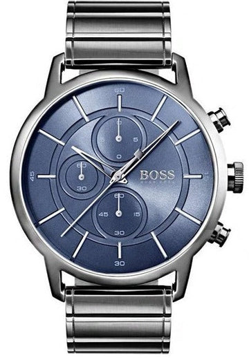  Shop Authentic Hugo Boss Architectural Blue Dial Grey Steel Strap Watch for Men - 1513574 - Luxxuri