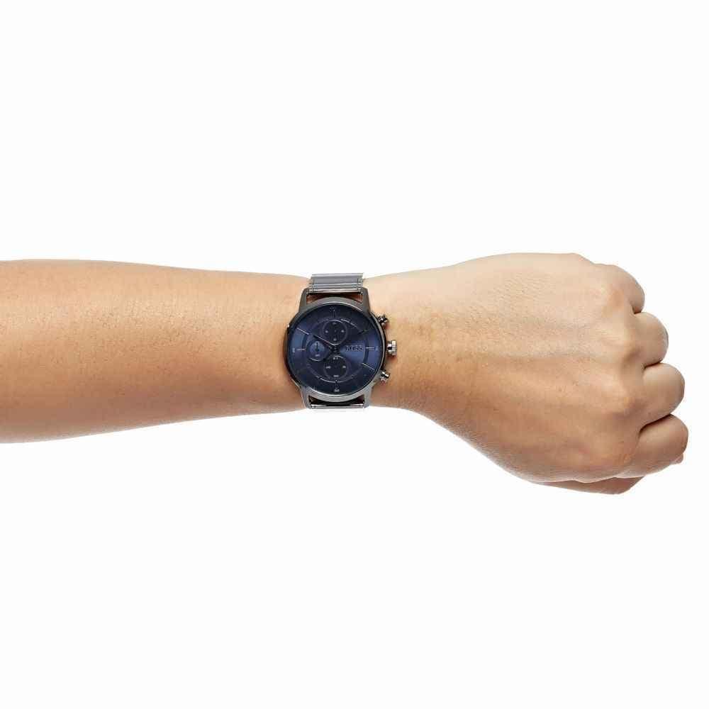  Shop Authentic Hugo Boss Architectural Blue Dial Grey Steel Strap Watch for Men - 1513574 - Luxxuri