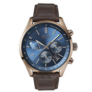  Shop Authentic Hugo Boss Grand Prix Blue Dial Brown Leather Strap Watch for Men - 1513604 - Luxxuri