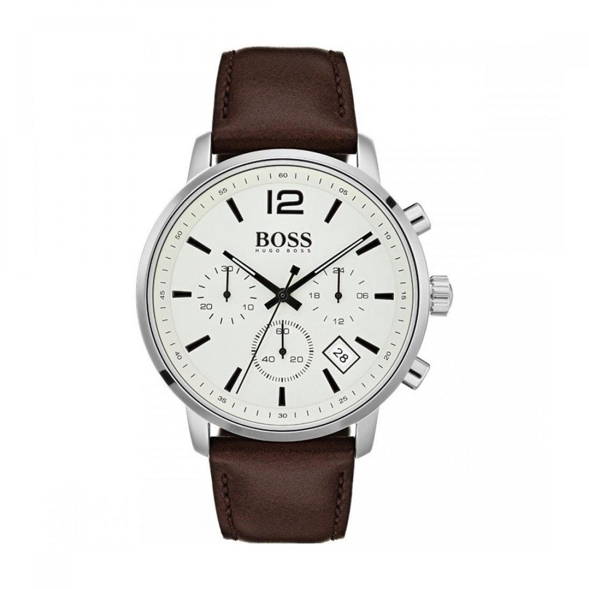  Shop Authentic Hugo Boss Attitude White Dial Brown Leather Strap Watch for Men - 1513609 - Luxxuri