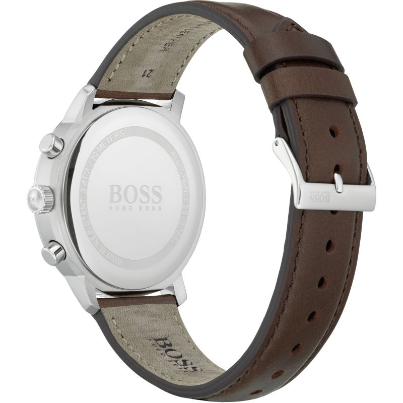  Shop Authentic Hugo Boss Attitude White Dial Brown Leather Strap Watch for Men - 1513609 - Luxxuri