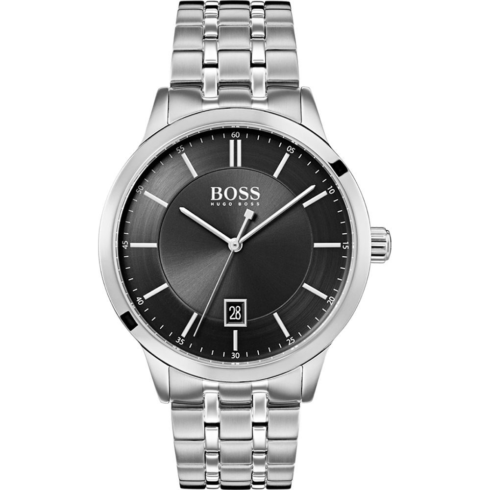  Shop Authentic Hugo Boss Officer Black Dial Silver Steel Strap Watch for Men - 1513614 - Luxxuri