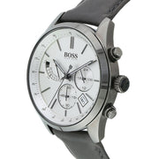  Shop Authentic Hugo Boss Grand Prix White Dial Grey Leather Strap Watch for Men - 1513633 - Luxxuri