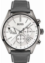  Shop Authentic Hugo Boss Grand Prix White Dial Grey Leather Strap Watch for Men - 1513633 - Luxxuri