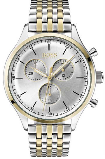  Shop Authentic Hugo Boss Companion Silver Dial Two Tone Mesh Bracelet Watch for Men - 1513654 - Luxxuri